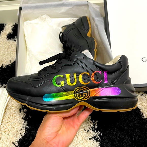 Gucci Other - Like New Gucci Rhyton Rainbow Logo Leather Shoes